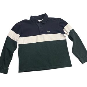 Lacoste Boy’s Navy Green White Colorblock Polo Size 12 GUC